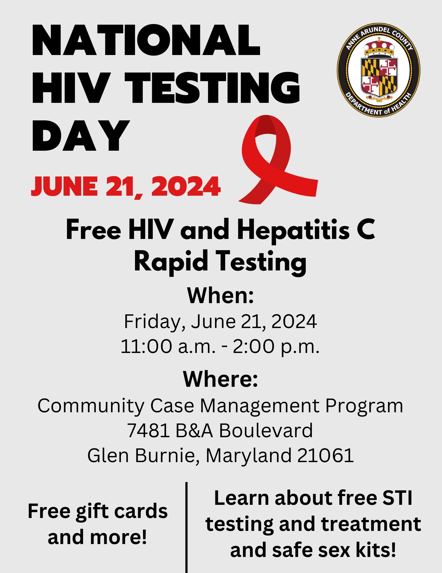 National Hiv Testing Day Anne Arundel County Health Department